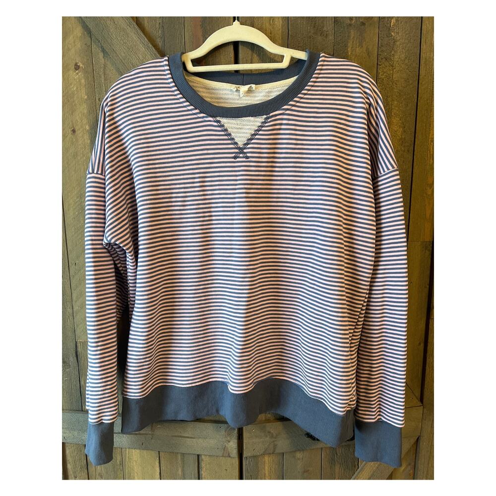 Altar'd State Pink and Navy Stripe Sweatshirt